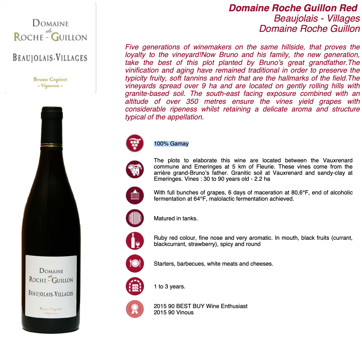 Beaujolais Villages - Domaine Roche Guillon – Buvette Brands